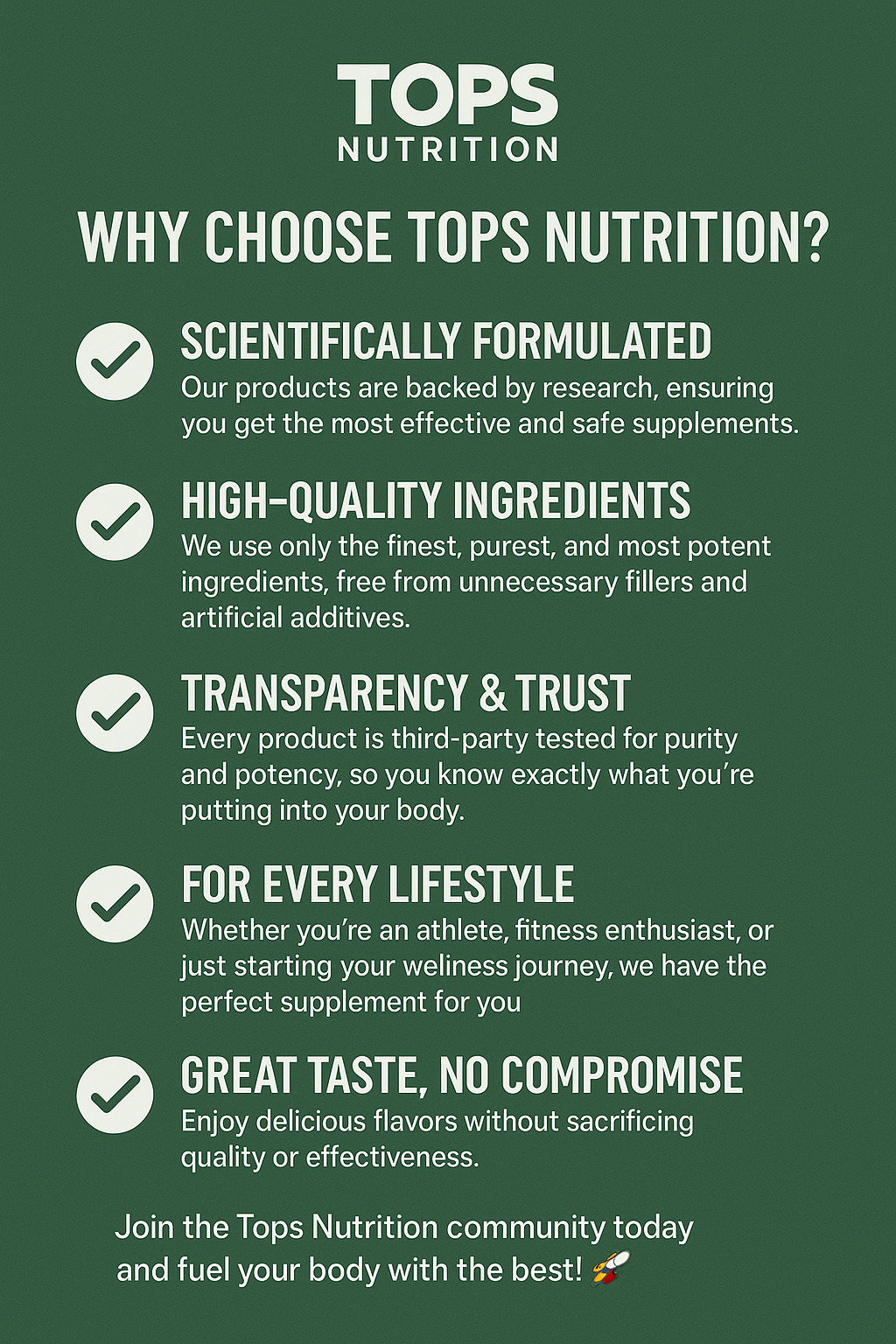 Benefits of Tops Nutrition